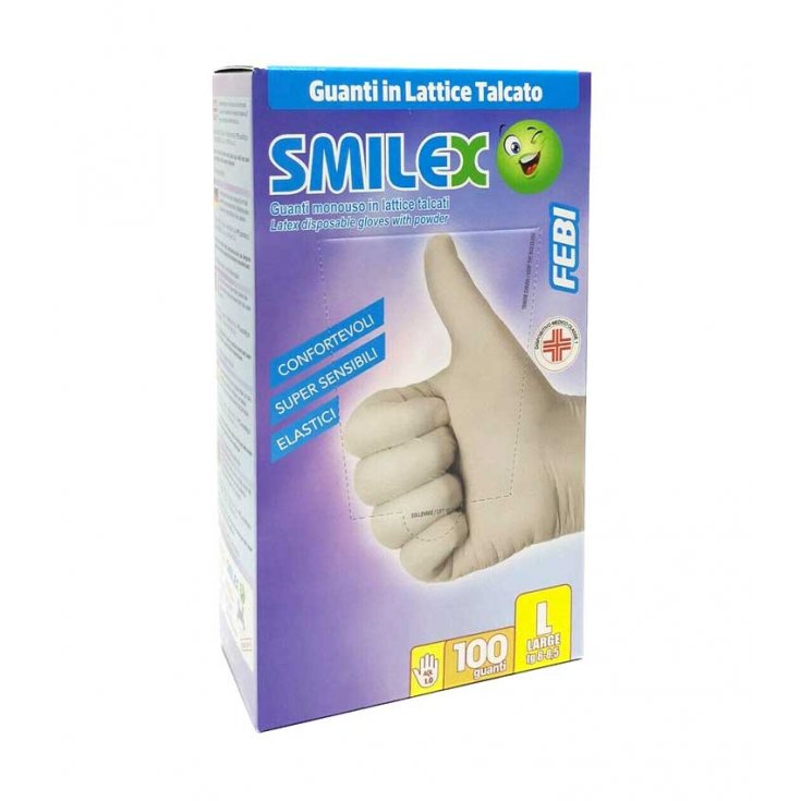 GUANTO MONOUSO SMILEX FEBI LATTICE TALCATO AQL 1,0 TAGLIA L 100 PEZZI - Doctor Vinz