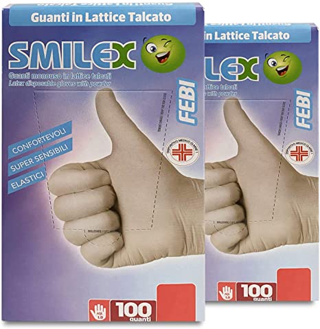 GUANTO MONOUSO SMILEX FEBI LATTICE TALCATO AQL 1,0 TAGLIA M 100 PEZZI - Doctor Vinz