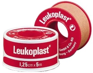 CEROTTO CHIRURGICO PER FISSAGGIO MEDICAZIONI IN ROCCHETTO LEUKOPLAST SUPPORTO VISCOSA COLOR PELLE MASSA ADESIVA CAUCCIU' OSSIDO DI ZINCO 1,25X500CM MUTUABILE - Doctor Vinz