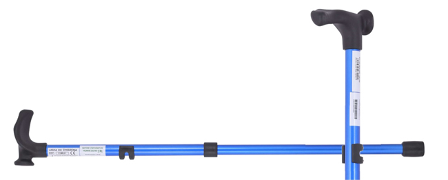 BASTONE CON IMPUGNATURA PALMARE SINISTRA CANNA IN LEGA GRIGIO+IMPUGNATURA NERO - Doctor Vinz