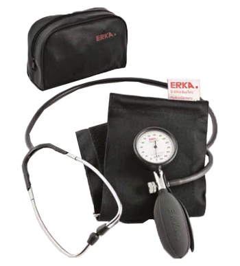 SFIGMOMANOMETRO ANEROIDE KOBITEST ERKA CON FONENDOSCOPIO INCORPORATO NEL BRACCIALE MANOMETRO DI PRECISIONE IN ALLUMINIO ANODIZZATO  SCARICO DELL'ARIA TRAMITE VALVOLA A VITE - Doctor Vinz