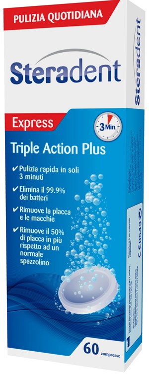 STERADENT TRIPLE ACTION PLUS 60 COMPRESSE PULENTI - Doctor Vinz