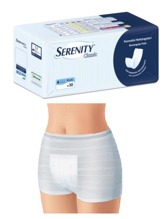 PANNOLONE PER INCONTINENZA FORMATO RETTANGOLARE CON BARRIERA SERENITY 30 PEZZI - Doctor Vinz