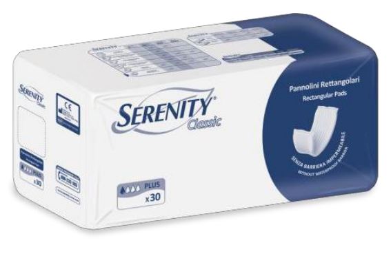 PANNOLONE PER INCONTINENZA FORMATO RETTANGOLARE SENZA BARRIERA SERENITY 30 PEZZI - Doctor Vinz
