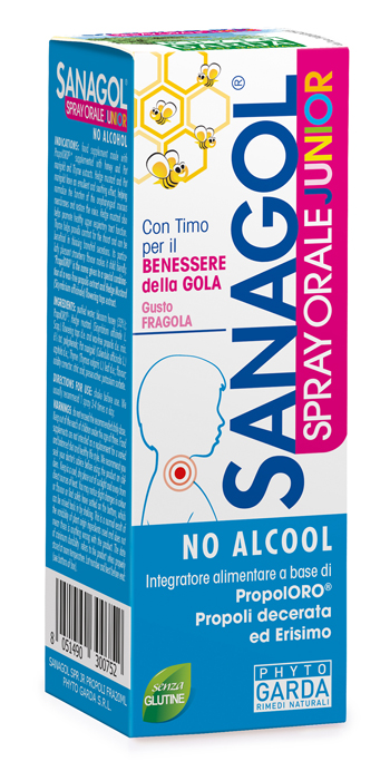 SANAGOL SPRAY JUNIOR PROPOLI FRAGOLA 20 ML - Doctor Vinz