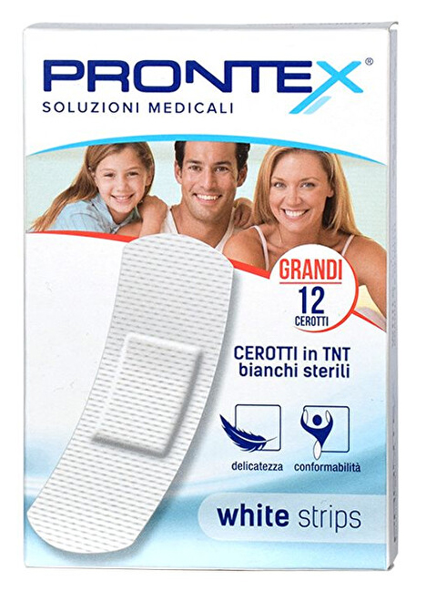 CEROTTO PRONTEX WHITE STRIPS IN TESSUTO NON TESSUTO BIANCO STERILE SCATOLA 12 CEROTTI GRANDI - Doctor Vinz