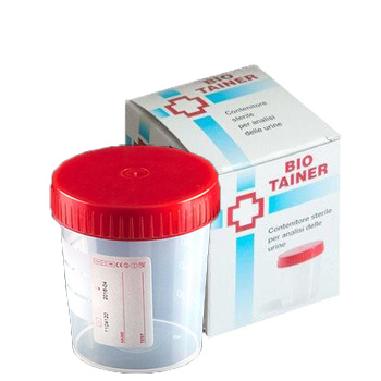 CONTENITORE PER URINA BIO TAINER GRADUATO CON SUPERFICIE DI SCRITTURA CON TAPPO A VITE CAPACITA' 120ML 1 PEZZO - Doctor Vinz