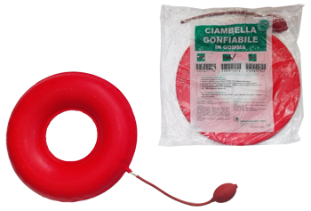 CIAMBELLA GONFIABILE PER INVALIDI IN GOMMA ROSSA TEAM DELUXE CON POMPA 43CM DIAMETRO - Doctor Vinz