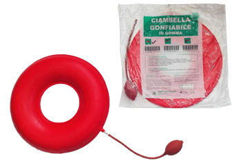 CIAMBELLA GONFIABILE PER INVALIDI IN GOMMA ROSSA TEAM DELUXE CON POMPA 40CM DIAMETRO - Doctor Vinz