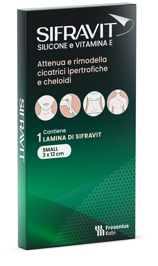 PLACCA IN SILICONE E VITAMINA E SIFRAVIT DIMENSIONI 3X12CM. INDICATA NEL TRATTAMENTO DI CHELOIDI E CICATRICI IPERTROFICHE CONSEGUENTI AD INTERVENTI CHIRURGICI USTIONI E FERITE - Doctor Vinz