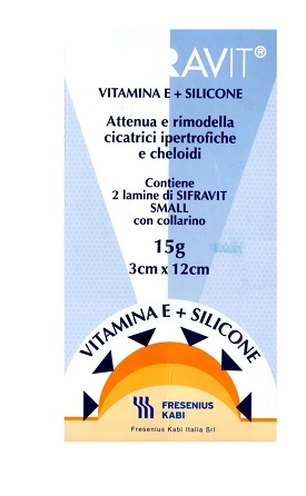 PLACCA IN SILICONE E VITAMINA E SIFRAVIT DIMENSIONI 3X12CM. INDICATA NEL TRATTAMENTO DI CHELOIDI E CICATRICI IPERTROFICHE CONSEGUENTI AD INTERVENTI C HIRURGICI, USTIONI, E FERITE - Doctor Vinz