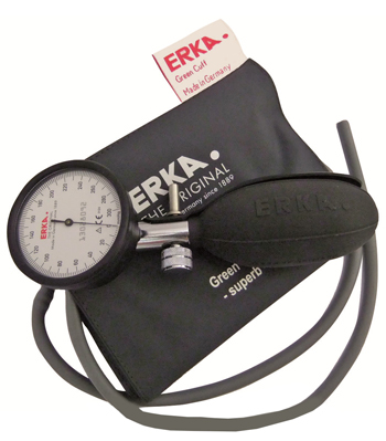 SFIGMOMANOMETRO ANEROIDE KOBOLD ERKA  SCALA DA 300 MMHG CON SUDDIVISIONE DI 2 MM  MANOMETRO DI PRECISIONE IN ALLUMINIO ANODIZZATO E MONOPALLA INCORPORATA  MODELLO A 1 TUBO - Doctor Vinz