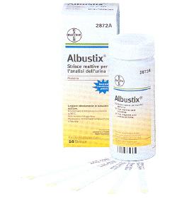 STRISCIA REATTIVA ALBUSTIX PER RICERCA DELLE PROTEINE NELLE URINE 50 PEZZI CODICE ARTICOLO 2872C - Doctor Vinz