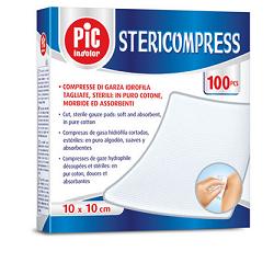 GARZA COMPRESSA IDROFILA PIC STERICOMPRESS 10X10 CM 4 BUSTE  25 PEZZI - Doctor Vinz