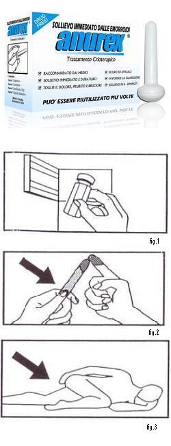 SISTEMA CRIOTERAPICO PER TRATTAMENTO LOCALE DI EMORROIDI COMPOSTO DA CONTENITORE, DISPOSITIVO E LUBRIFICANTE ANUREX - Doctor Vinz
