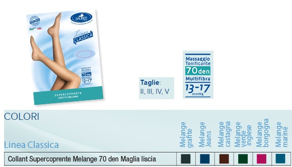 SAUBER COLLANT 70 DENARI SUPER COPRENTE MAGLIA LISCIA MELANGE GRAFITE 2 LINEA CLASSICA - Doctor Vinz
