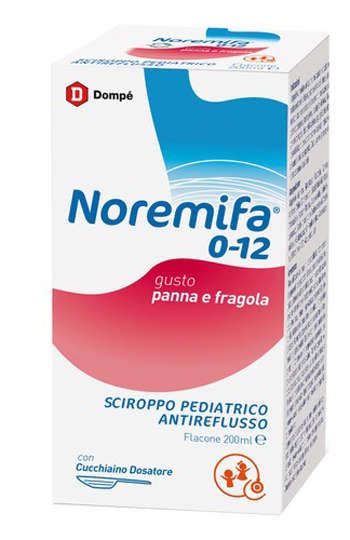 SCIROPPO PEDIATRICO ANTIREFLUSSO NOREMIFA 0-12 FLACONE 200 ML GUSTO PANNA E FRAGOLA - Doctor Vinz