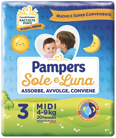 PANNOLINO PER BAMBINO PAMPERS SOLE & LUNA MIDI 20 PEZZI - Doctor Vinz