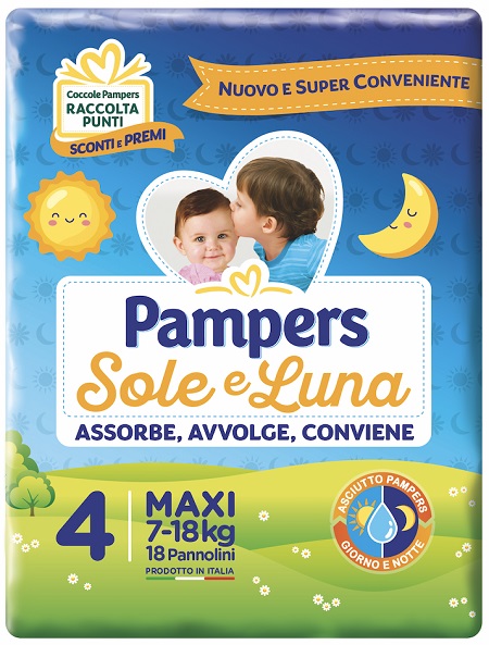 PANNOLINO PER BAMBINO PAMPERS SOLE & LUNA MAXI 18 PEZZI - Doctor Vinz