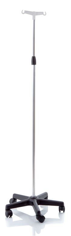 ASTA FLEBO IN ALLUMINIO ANODIZZATO BASE IN POLIPROPILENE SU RUOTE 2 GANCI ALTEZZA REGOLABILE 133-230 CM SKEMA - Doctor Vinz