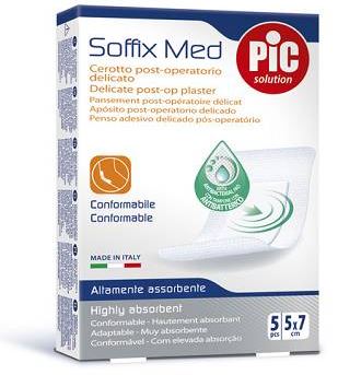 CEROTTO PIC SOFFIX MED IN TNT CON TAMPONE CENTRALE ASSORBENTE STERILE MONOUSO 5X7 CM ANTIBATTERICO 5 PEZZI - Doctor Vinz
