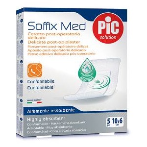 CEROTTO PIC SOFFIX MED IN TNT CON TAMPONE CENTRALE ASSORBENTE STERILE MONOUSO 10X6 CM ANTIBATTERICO 5 PEZZI - Doctor Vinz
