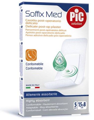 CEROTTO PIC SOFFIX MED IN TNT CON TAMPONE CENTRALE ASSORBENTE STERILE MONOUSO 15X8 CM ANTIBATTERICO 5 PEZZI - Doctor Vinz