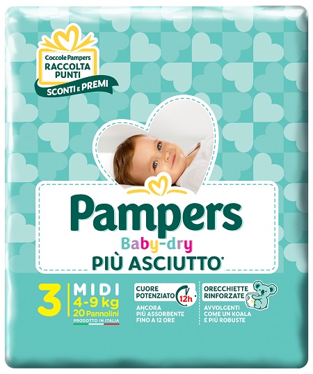PAMPERS BABY DRY DOWNCOUNT MIDI 20 PEZZI - Doctor Vinz