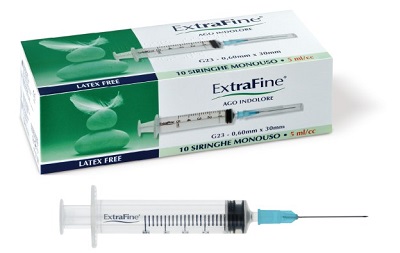 SIRINGA EXTRAFINE 5 ML GAUGE 23 0,60X30MM 10 PEZZI - Doctor Vinz