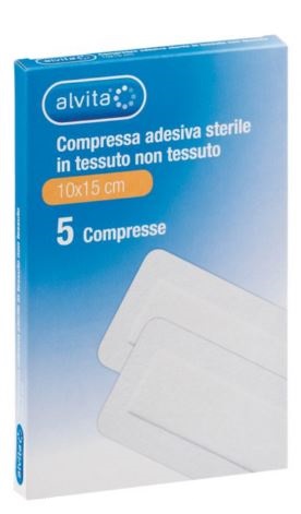 ALVITA GARZA COMPRESSA ADESIVA STERILE IN TESSUTO NON TESSUTO ESTENSIBILE BIANCO 10X15CM 5 PEZZI - Doctor Vinz