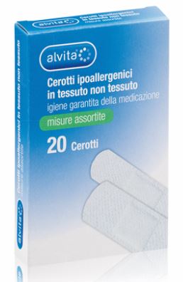 ALVITA CEROTTO IN TESSUTO NON TESSUTO ESTENSIBILE BIANCO CON TAMPONE ANTISETTICO ASSORTITO 20 PEZZI - Doctor Vinz