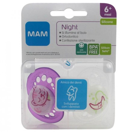 MAM NIGHT SUCCHIETTO 6+ SILICONE CONFEZIONE DOPPIA - Doctor Vinz