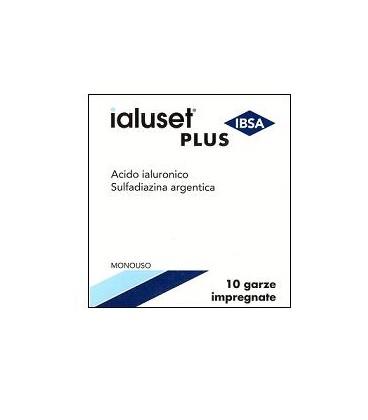 GARZA IALUSET PLUS IMPREGNATA DI CREMA DI ACIDO IALURONICO 0,05%, DI SULFADIAZINA ARGENTICA 1%, MACROGOL, GLICEROLO E ACQUA 10 X 10 CM 10 PEZZI - Doctor Vinz