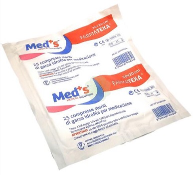 GARZA COMPRESSA MEDS FARMATEXA IDROFILA 12/8 20X20CM 25 PEZZI - Doctor Vinz