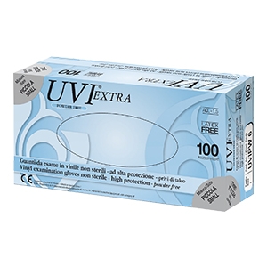 GUANTO IN CLORURO DI POLIVINILE SUPERFICIE LISCIA PRIVO DI TALCO 100 PEZZI ARTICOLO UVIPW 7 - Doctor Vinz