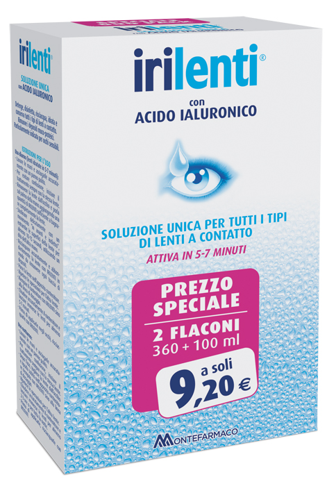 SOLUZIONE UNICA PER LENTI A CONTATTO IRILENTI CON ACIDO IALURONICO 2 FLACONI DA 360 ML + 100 ML - Doctor Vinz