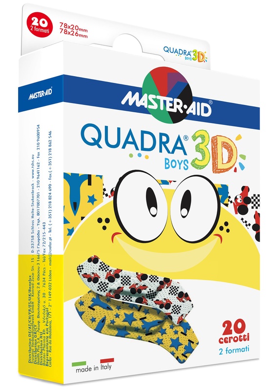 CEROTTO MASTER-AID QUADRA 3D BOYS 20 PEZZI ASSORTITI - Doctor Vinz