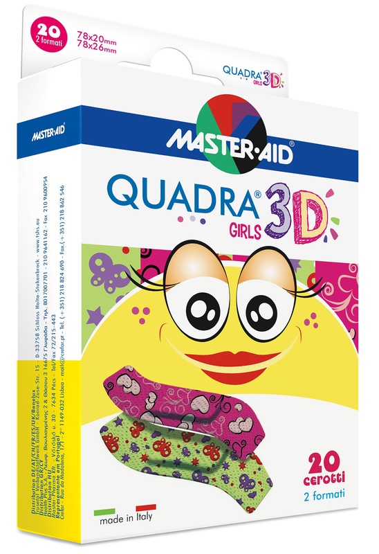 CEROTTO MASTER-AID QUADRA 3D GIRLS 20 PEZZI ASSORTITI - Doctor Vinz