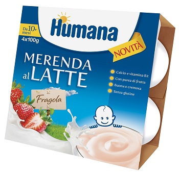 HUMANA MERENDA AL LATTE GUSTO FRAGOLA 100 G 4 PEZZI - Doctor Vinz