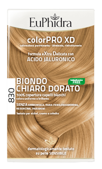 EUPHIDRA COLORPRO XD 830 BIONDO CHIARO DORATO GEL COLORANTE CAPELLI IN FLACONE + ATTIVANTE + BALSAMO + GUANTI - Doctor Vinz