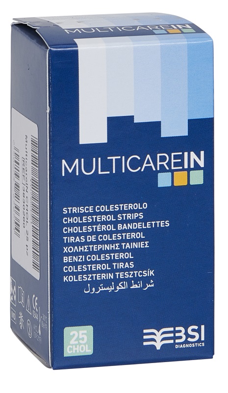 TEST COLESTEROLEMIA MULTICARE IN COLESTEROLO IN STRISCE CON ASPIRAZIONE CAPILLARE 25 PEZZI - Doctor Vinz
