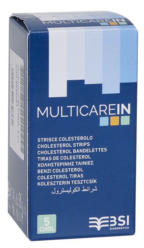TEST COLESTEROLEMIA MULTICARE IN COLESTEROLO IN STRISCE CON ASPIRAZIONE CAPILLARE 5 PEZZI - Doctor Vinz