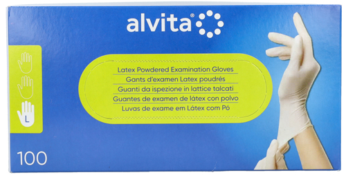 GUANTI DA ISPEZIONE ALVITA IN LATTICE TALCATI L 100 PEZZI - Doctor Vinz