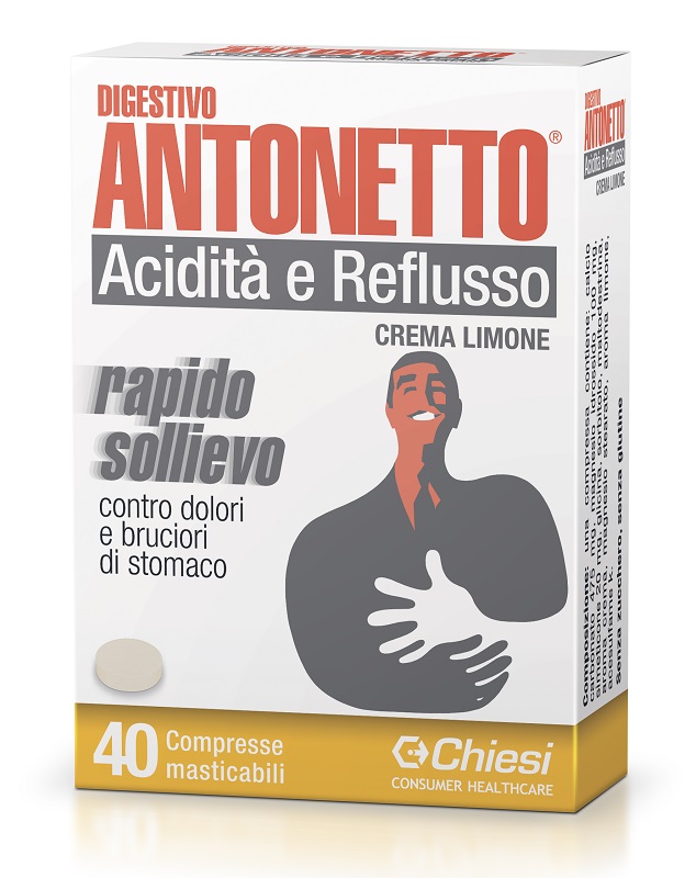 DIGESTIVO ANTONETTO ACIDITA' E REFLUSSO CREMA AL LIMONE 40 COMPRESSE MASTICABILI - Doctor Vinz