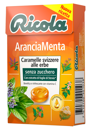 RICOLA ARANCIA MENTA SENZA ZUCCHERO 50 G - Doctor Vinz