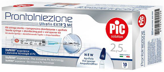 SIRINGA PIC SOLUTION PRONTO INIEZIONE 2,5 ML AGO GAUGE 23 1 1/4 10 PEZZI - Doctor Vinz
