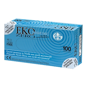 GUANTO MONOUSO IN NITRILE BLU SUPERFICIE MICRORUVIDA EKO ZERO PW SENZA POLVERE MISURA 8 MEDIUM 100 PEZZI - Doctor Vinz