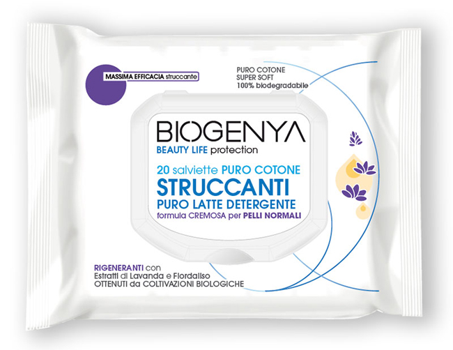 BIOGENYA OED SALVIETTINE STRUCCANTI IN COTONE LATTE PELLI NORMALI 20 PEZZI - Doctor Vinz