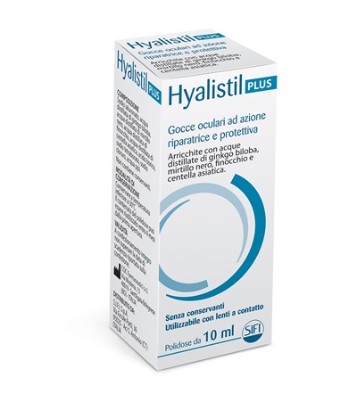 GOCCE OCULARI HYALISTIL PLUS ACIDO IALURONICO 0,4% ACQUA DISTILLATA DI GINKGO BILOBA + MIRTILLO NERO + FINOCCHIO + CENTELLA ASIATICA 10 ML - Doctor Vinz