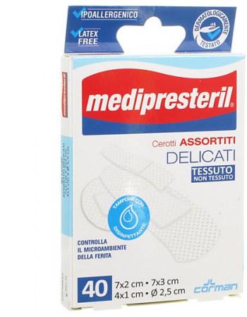 MEDIPRESTERIL CEROTTI DELICATI ASSORTITI 4 FORMATI 40 PEZZI - Doctor Vinz